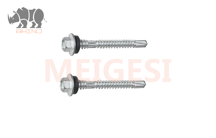 Hex Flange Head Self Drilling Screw Double Thread With EPDM 