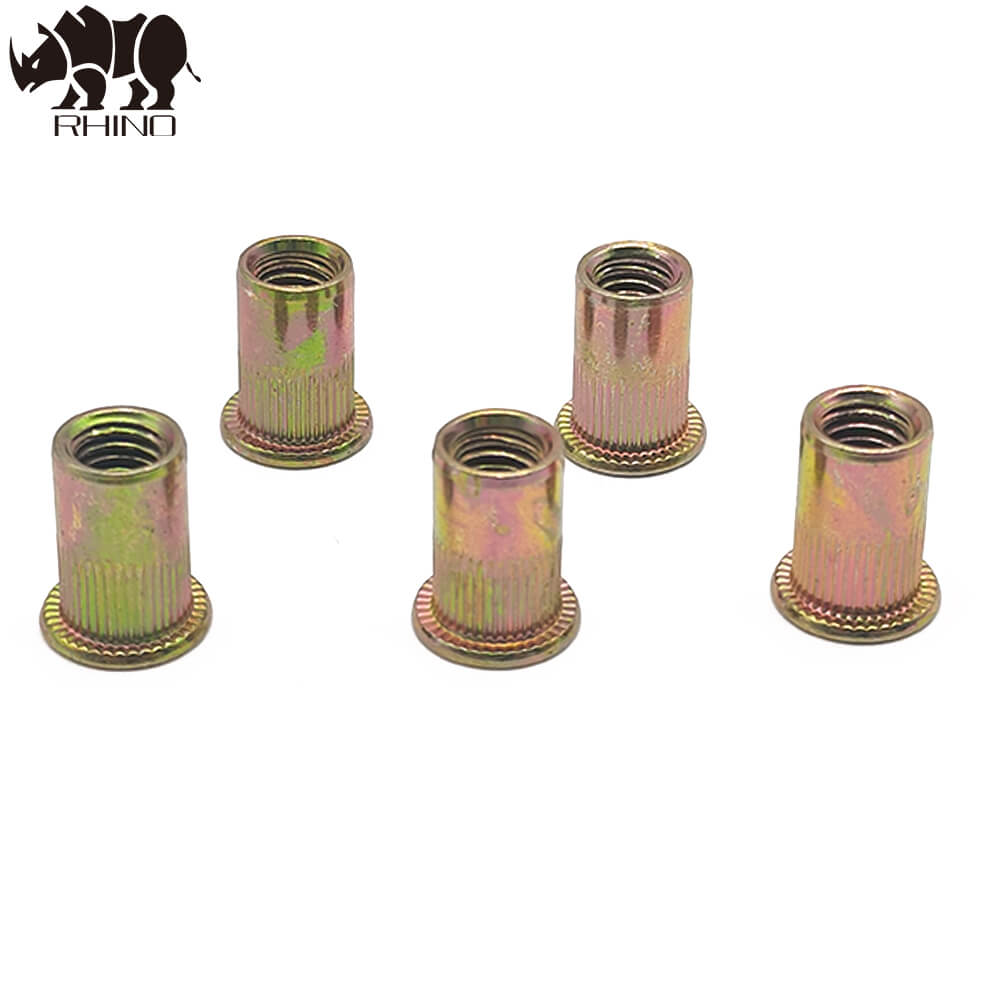 Flat Head Ribbed Threaded Insert Rivet Nut