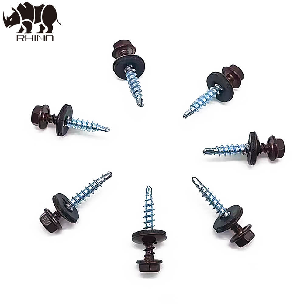 Hex Washer Head Self Drilling Screw With EPDM Washer, RAL Painted