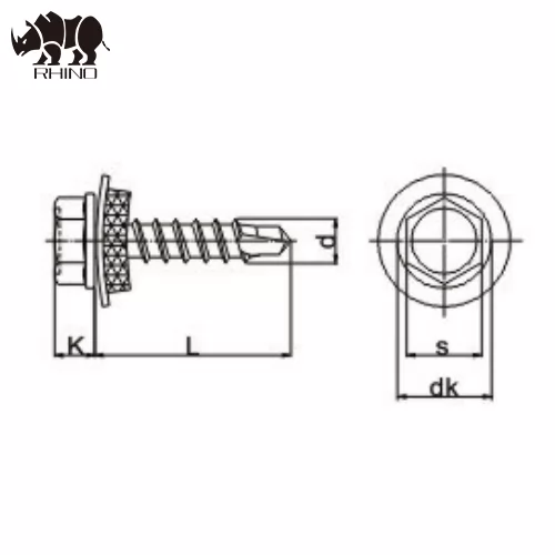 Hex Washer Head Self Drilling Screw With EPDM Washer, RAL Painted