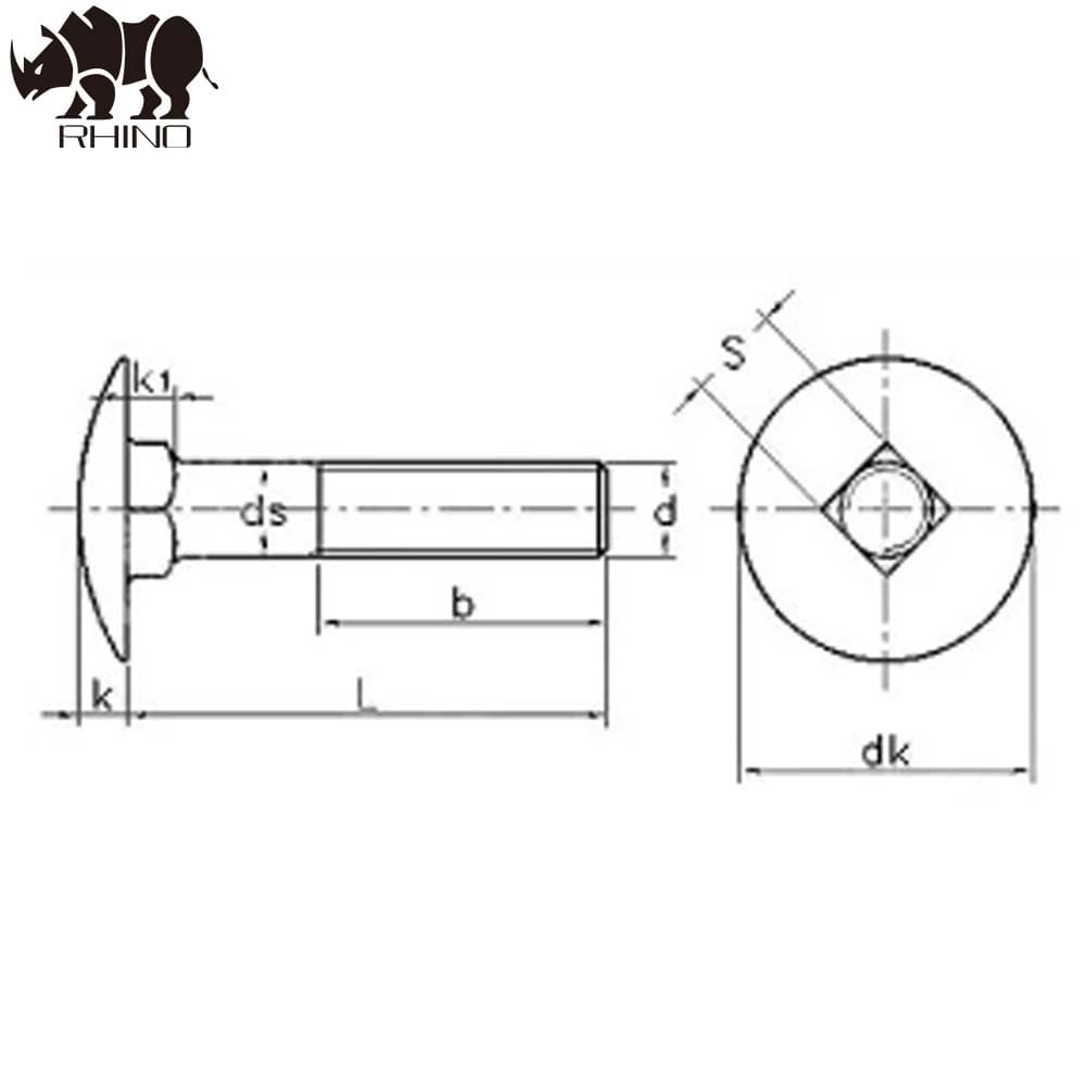 Mushroom Head And Square Neck Bolt DIN603