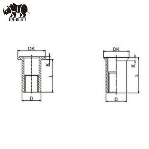 Flat head Blind hole rivet nut