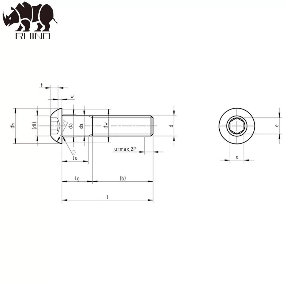 Hexagon socket button head bolt ISO7380-1 10.9