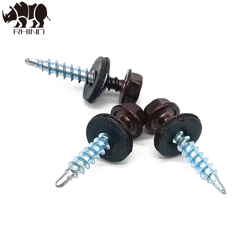 Hex Washer Head Self Drilling Screw With EPDM Washer, RAL Painted