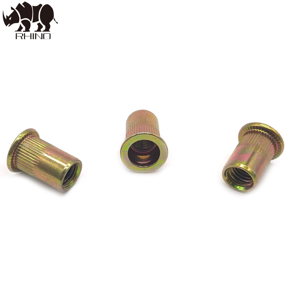 Flat Head Ribbed Threaded Insert Rivet Nut