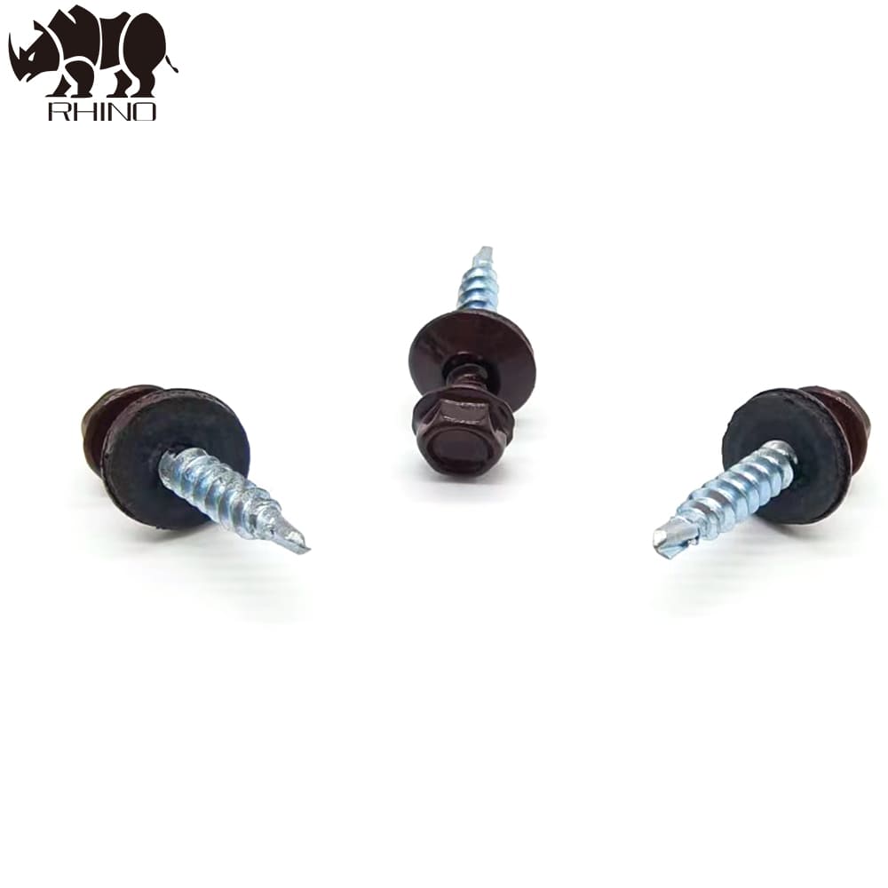 Hex Washer Head Self Drilling Screw With EPDM Washer, RAL Painted