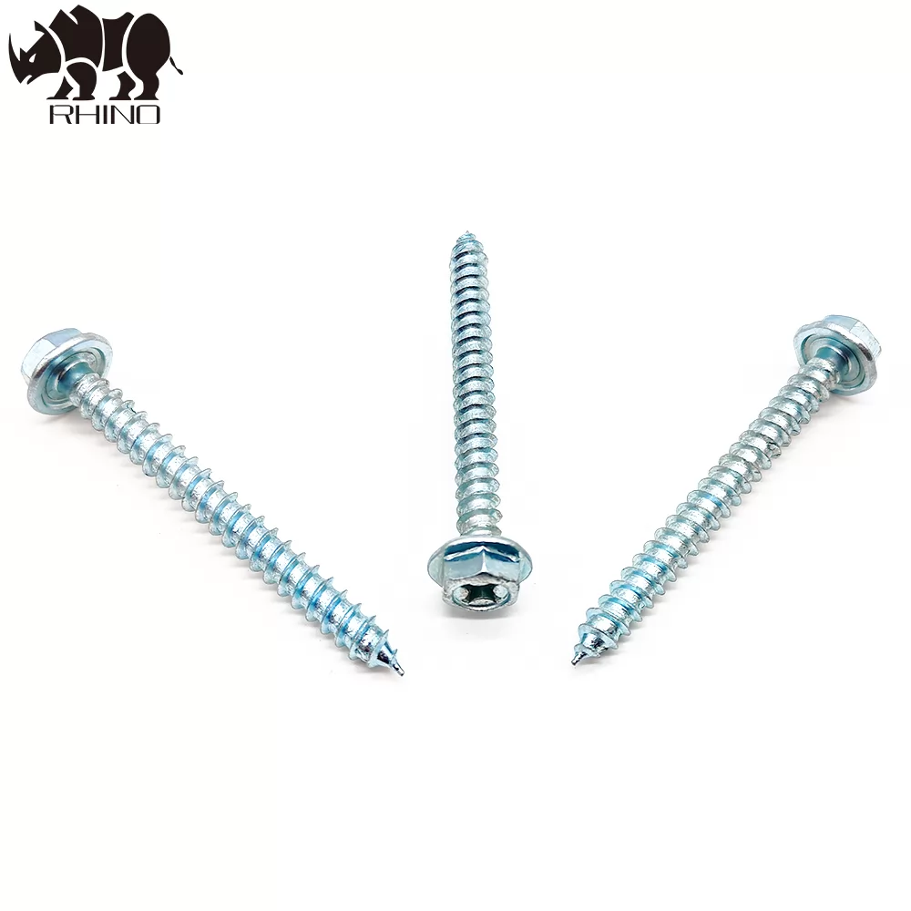 Hex Washer head with slotted self tapping screw