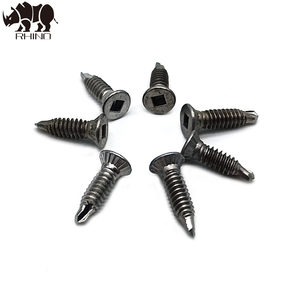 SS Flat Head With Nibs Square Drvie Self Drilling Screw