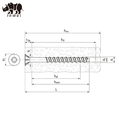 Zinc Countersunk Torx Concrete Screw