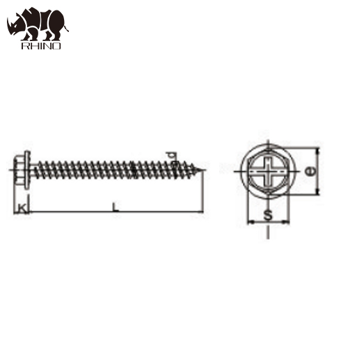 Hex Washer head with slotted self tapping screw