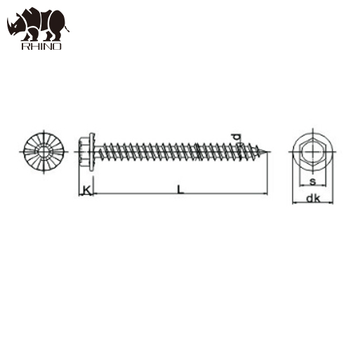 Slotted hex washer head concrete screw