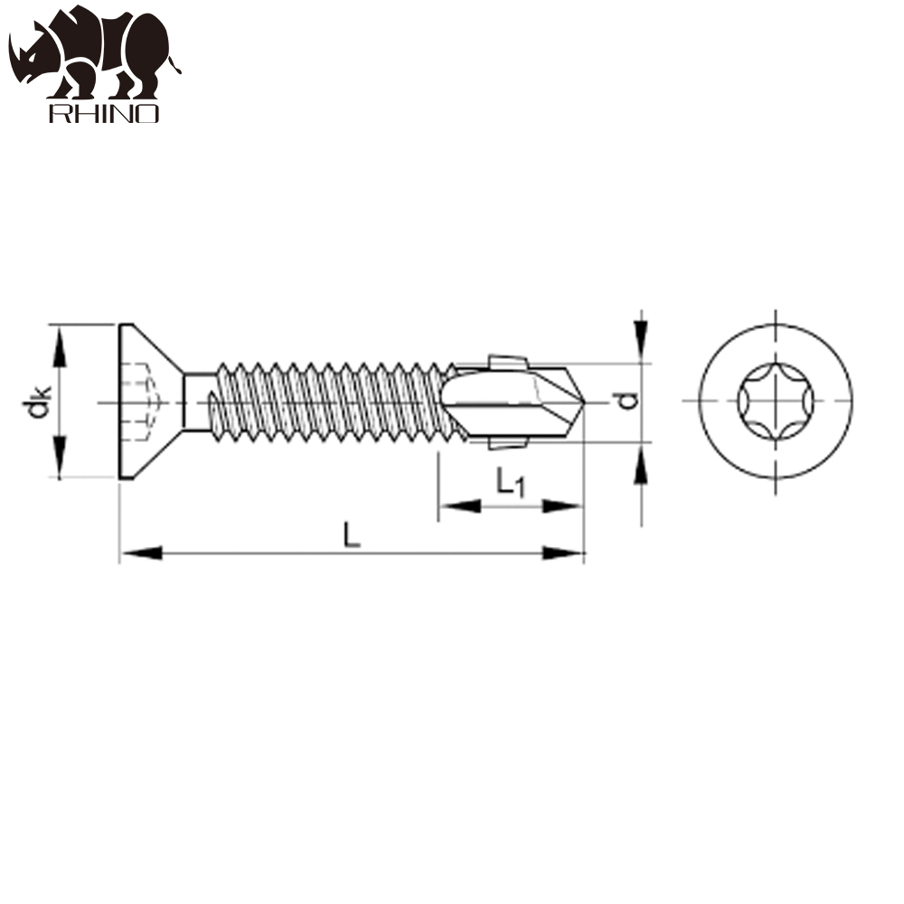 Countersunk Head Torx Driver Self Drilling Screw With Wings