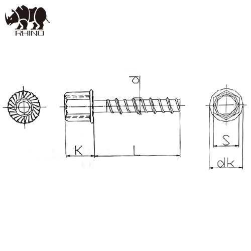 3-8x6x44 Hex Head Hex Ceiling Screw