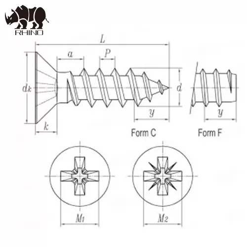 Phillips Drive Flat Head Self-Tapping Screw DIN7982 