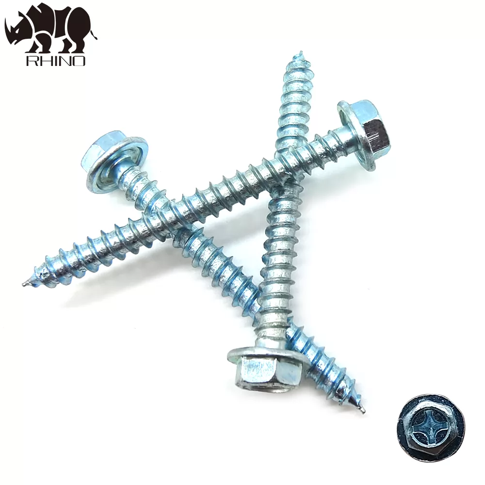 Hex Washer head with slotted self tapping screw