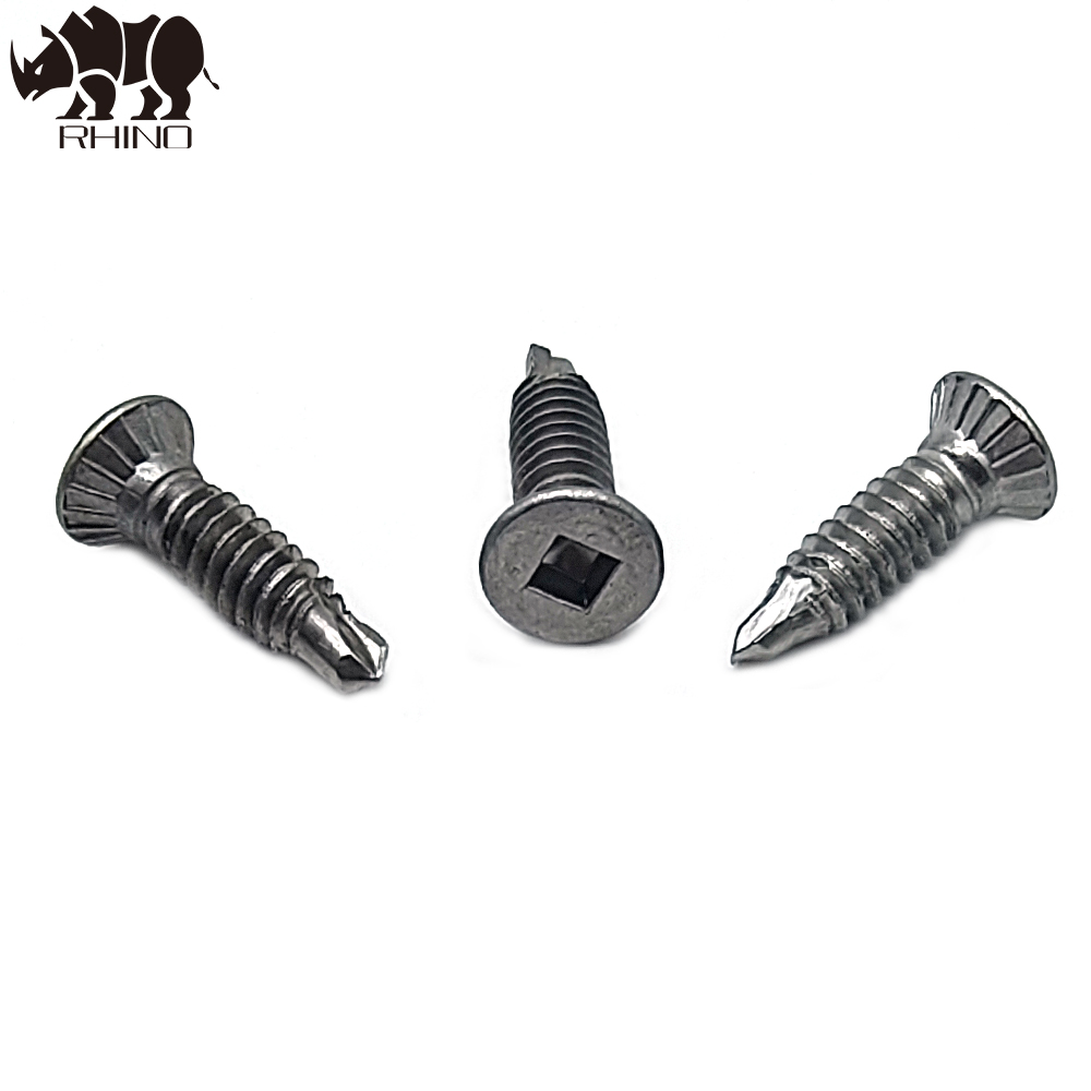 SS Flat Head With Nibs Square Drvie Self Drilling Screw