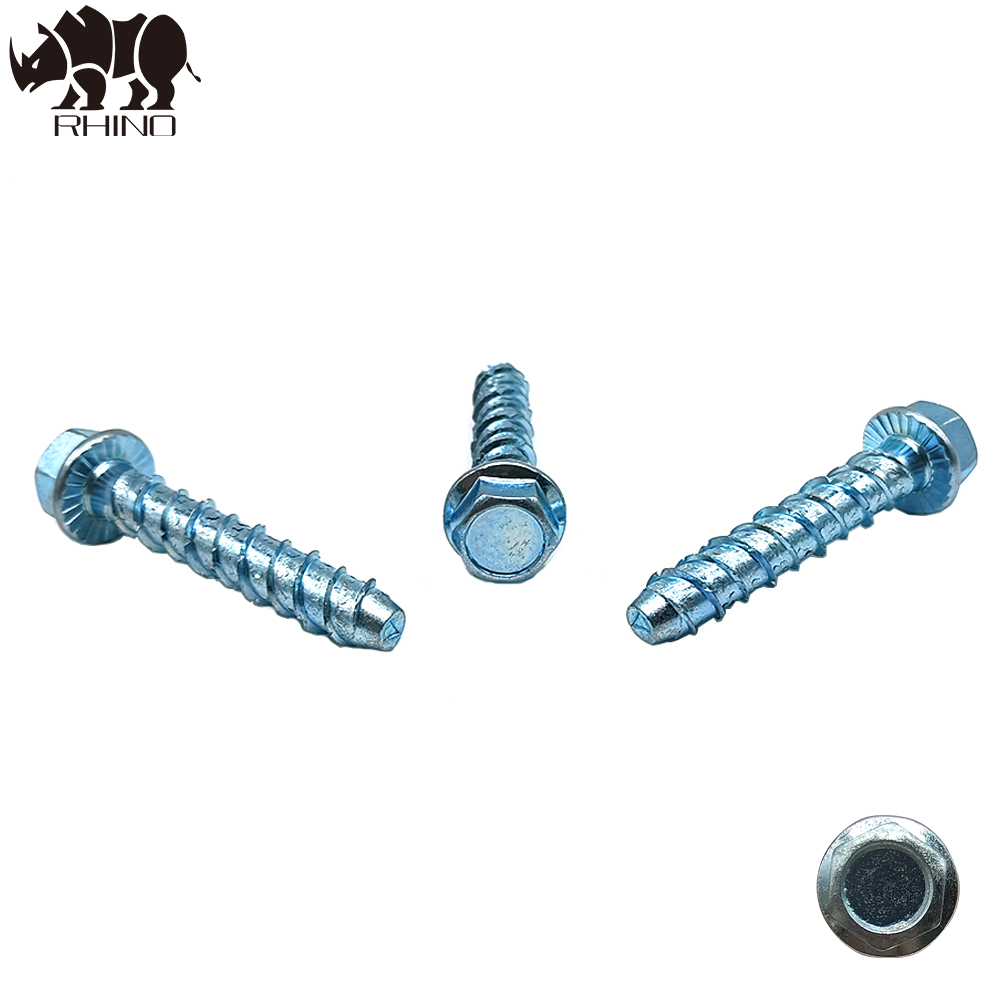 Hex Flange Galvanised Concrete Screw Bolt With Slot