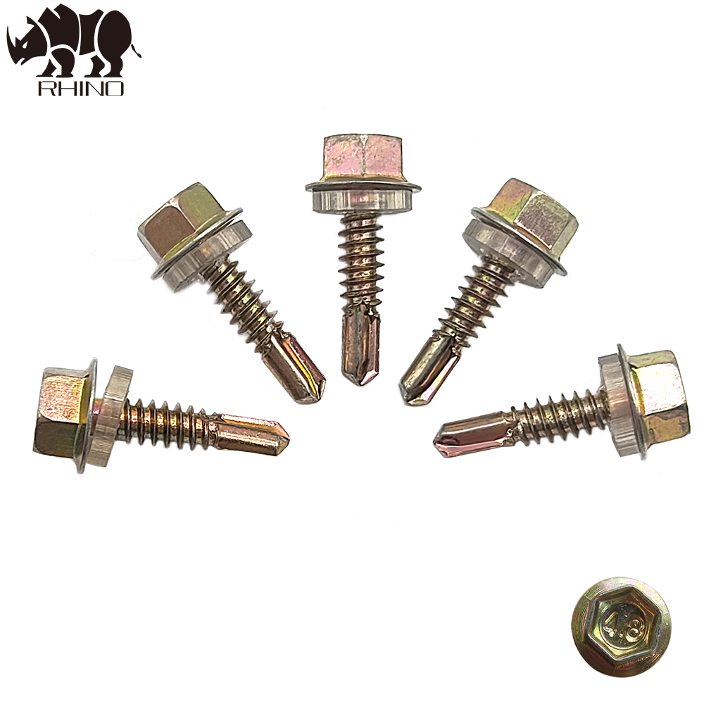 Hex Flange Head Self Drilling Screw With Single Washer