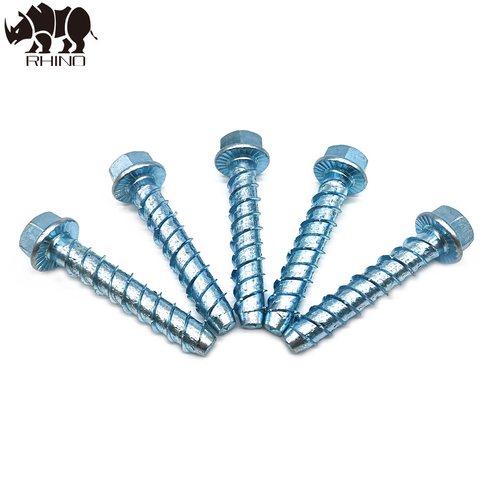 Hex Flange Galvanised Concrete Screw Bolt With Slot