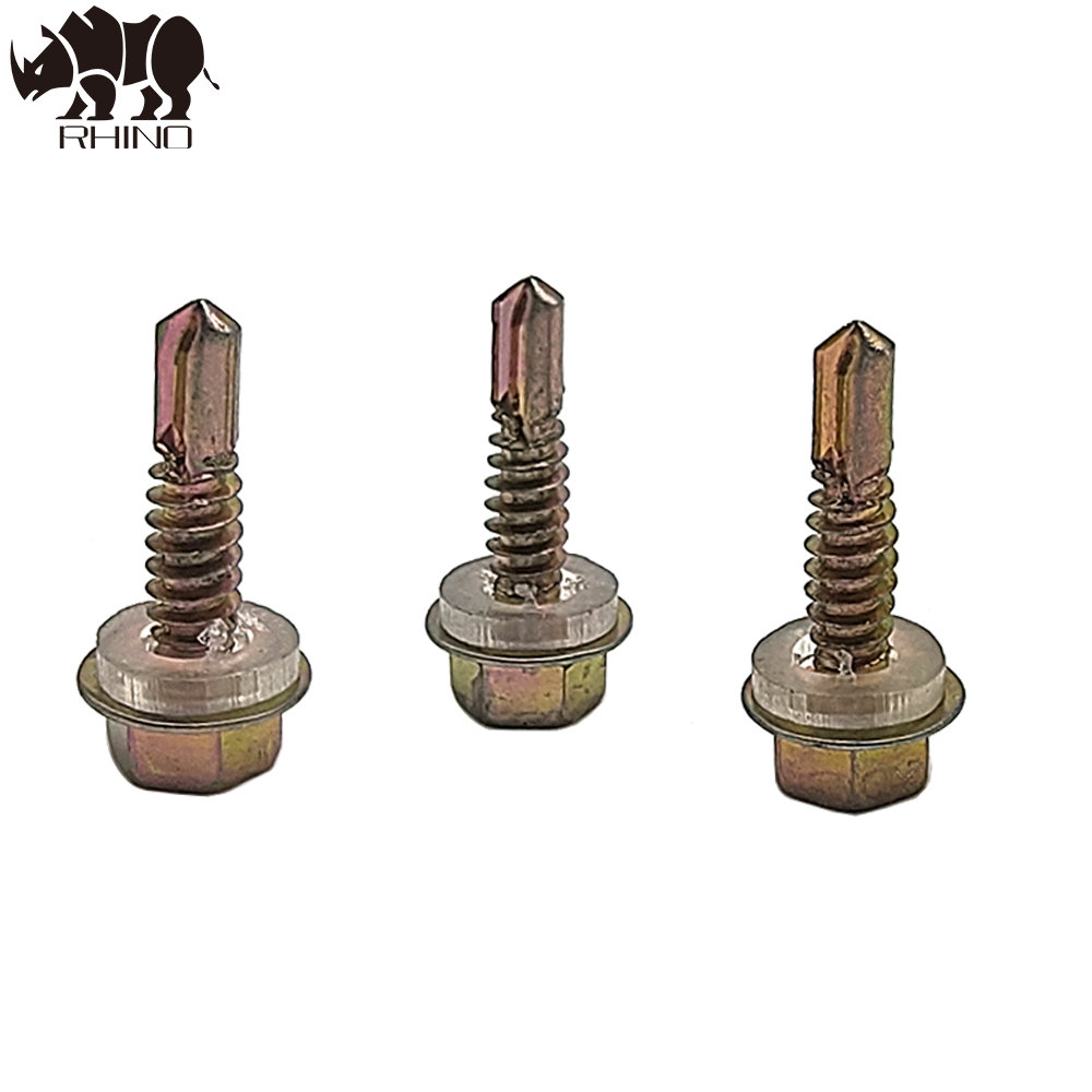 Hex Flange Head Self Drilling Screw With Single Washer