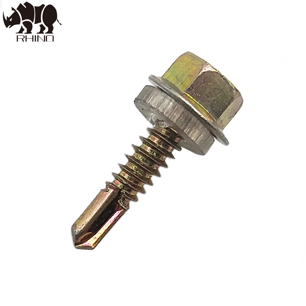 Hex Flange Head Self Drilling Screw With Single Washer