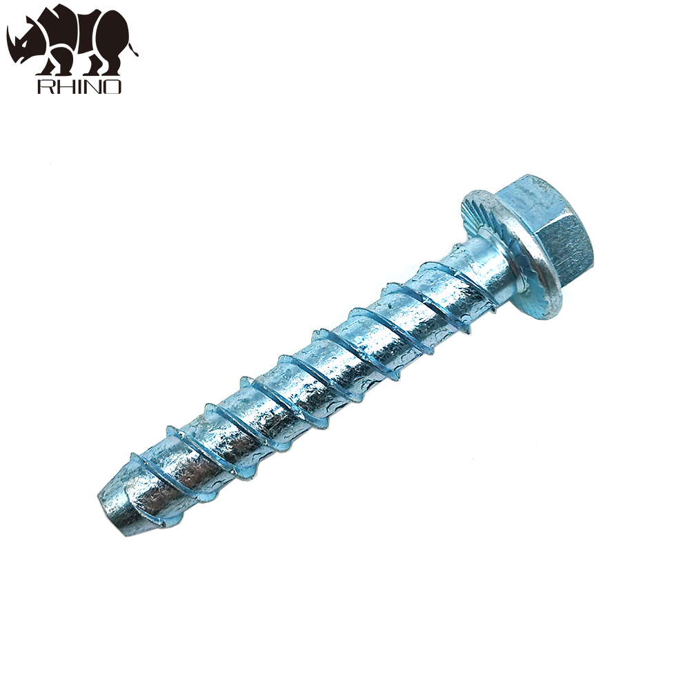 Hex Flange Galvanised Concrete Screw Bolt With Slot