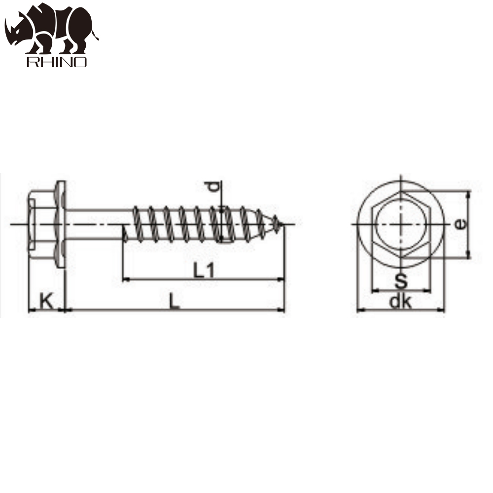 Hex Flanged  Double Countersunk Head Wood Screw