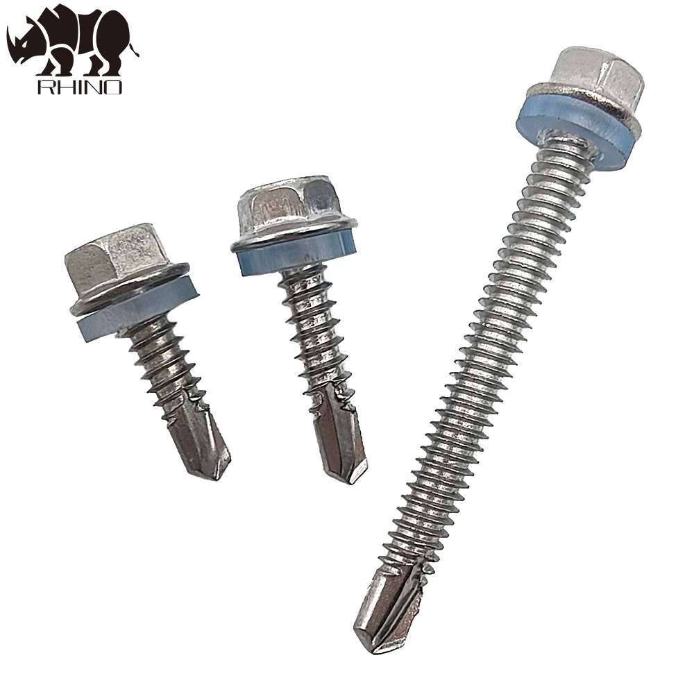 Hex Washer Flange Head Self Drilling Screw With Washer For Roof Building