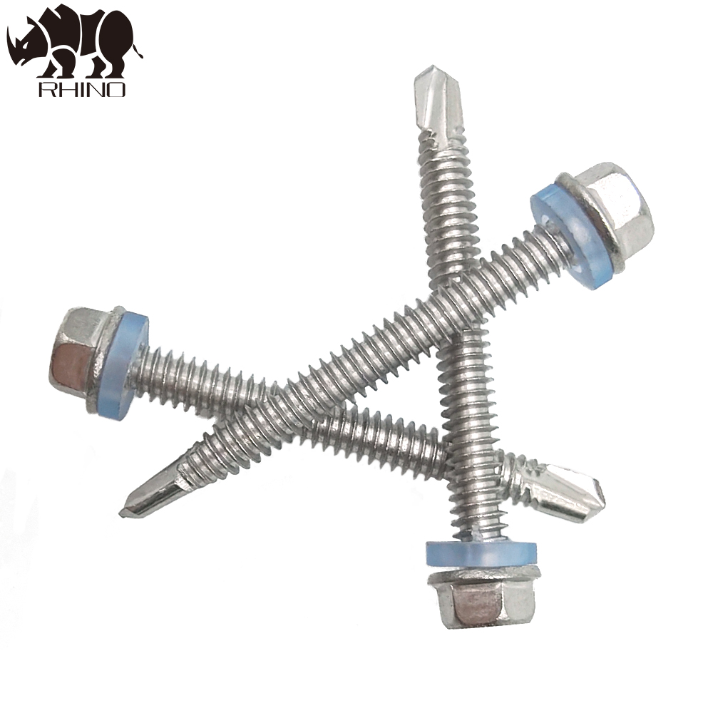 Hex Washer Flange Head Self Drilling Screw With Washer For Roof Building